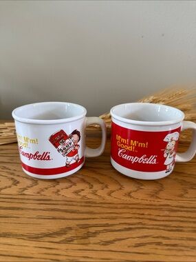 Campbell’s Kids 2004 Red & White Ceramic Soup Mugs - Set of 2